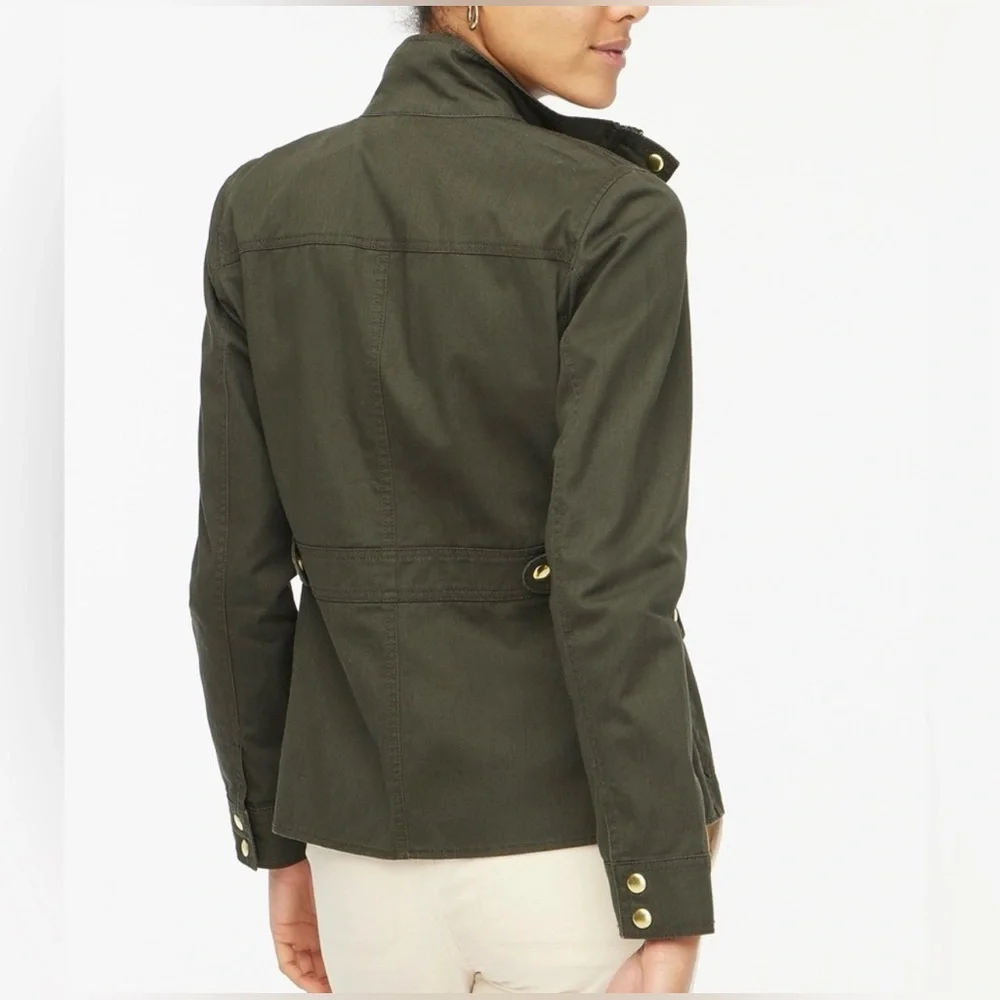 J. Crew Women’s Resin Coated Cotton Twill Jacket in Mossy Brown Size Medium